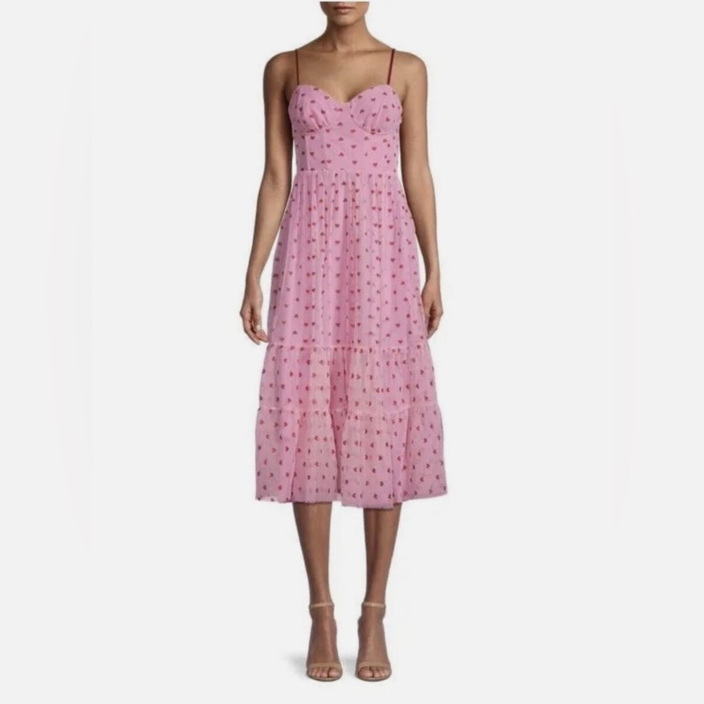 NWT Betsey Johnson Heart Dress metallic heart mesh velvet